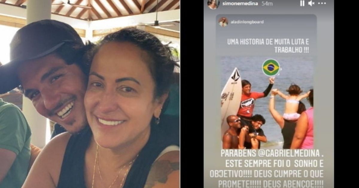 Após brigas, mãe de Medina celebra título do filho e manda indireta