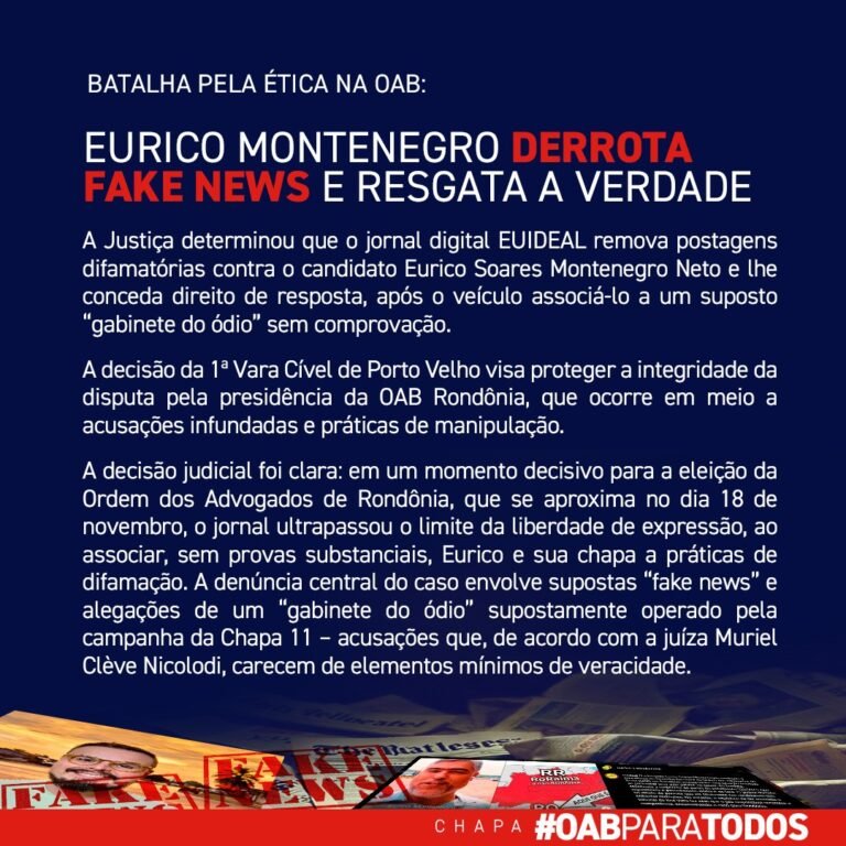 ELEIÇÕES DA OAB/RO- Site não cumpre decisão e juíza aumenta multa e alerta sobre prática de crime